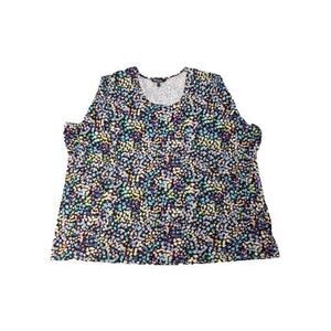 Ulla Popken Women 24/26 Floral Top Purple Abstract Short Sleeve Stretch Knit